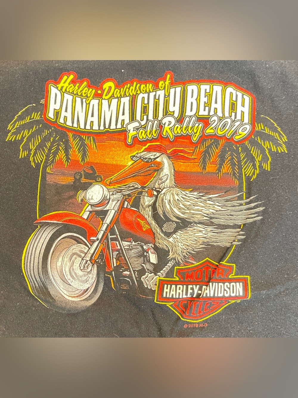 Harley Davidson Shirt Mens Black Medium Cotton Panama City Beach, Florida Logo